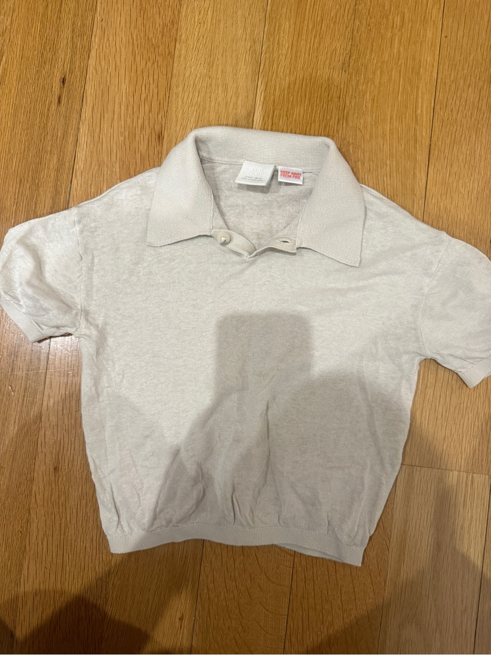 Zara Light Gray Short-Sleeve Polo Top - Kids